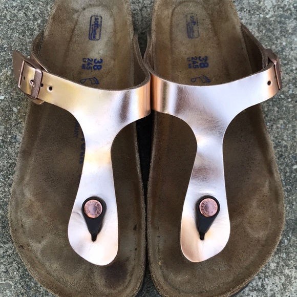 birkenstock gizeh rose gold 38